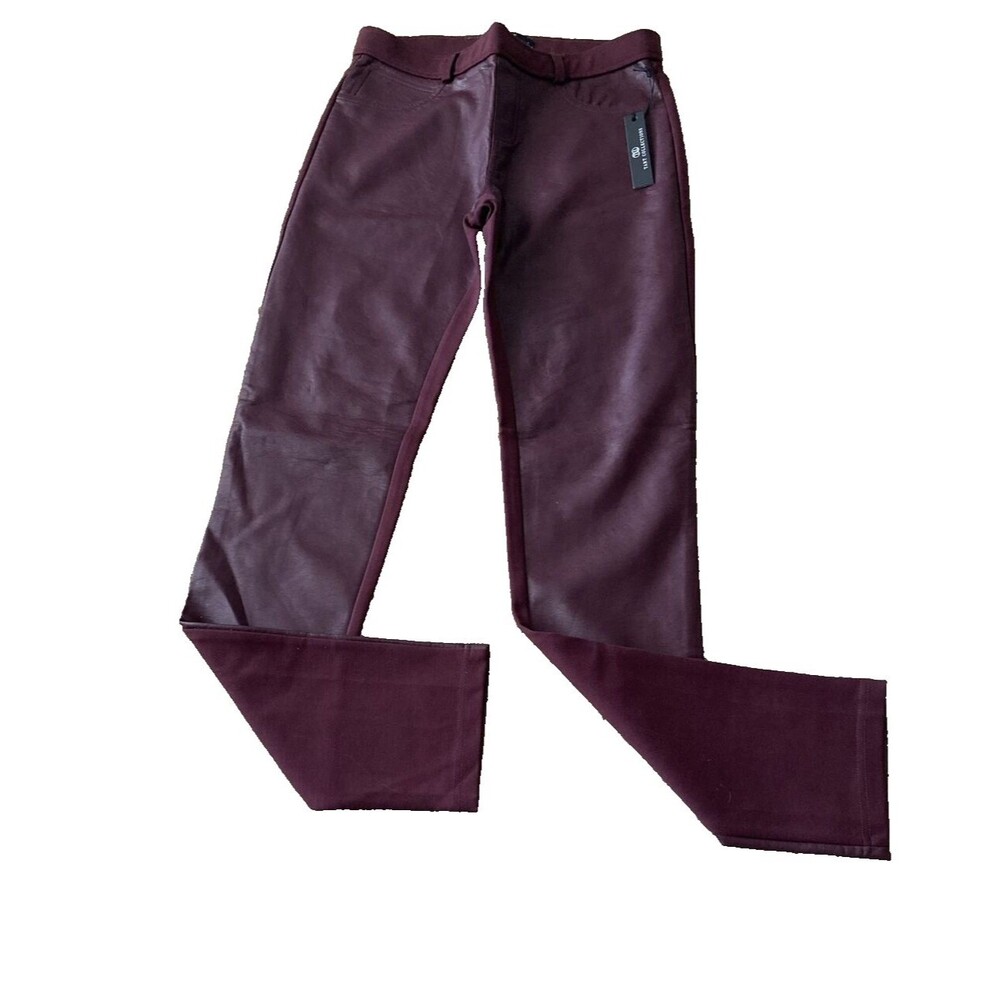 Tart Faux Leather Front Leggings Size 2 Maroon Pull On Moto Pants Pockets NWT